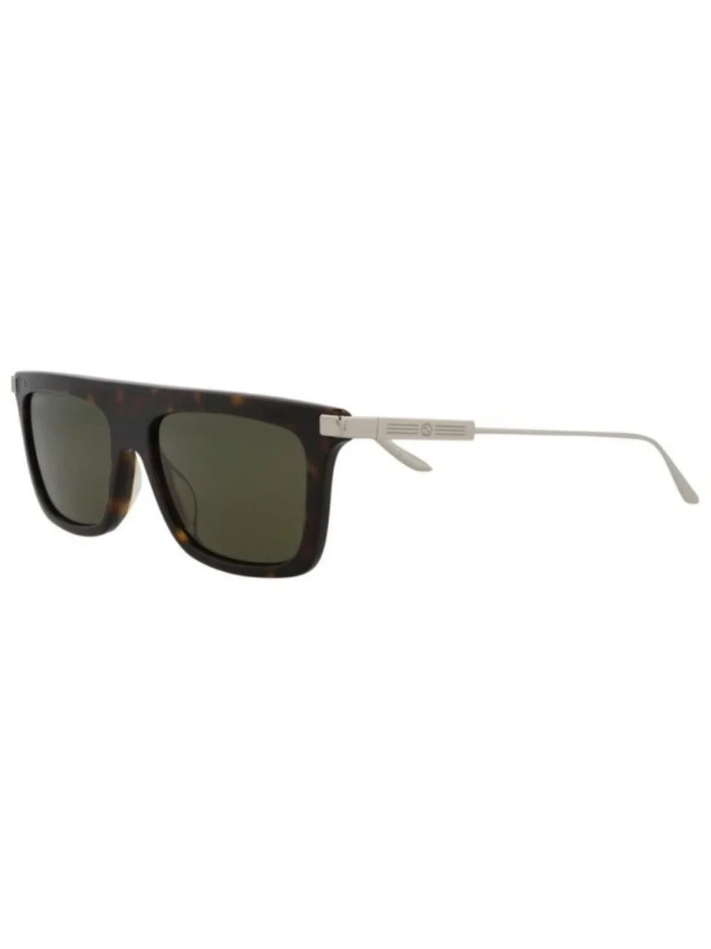 New Gucci Mens Square/Rectangle Havana Silver Green Fashion Designer Sunglasses
